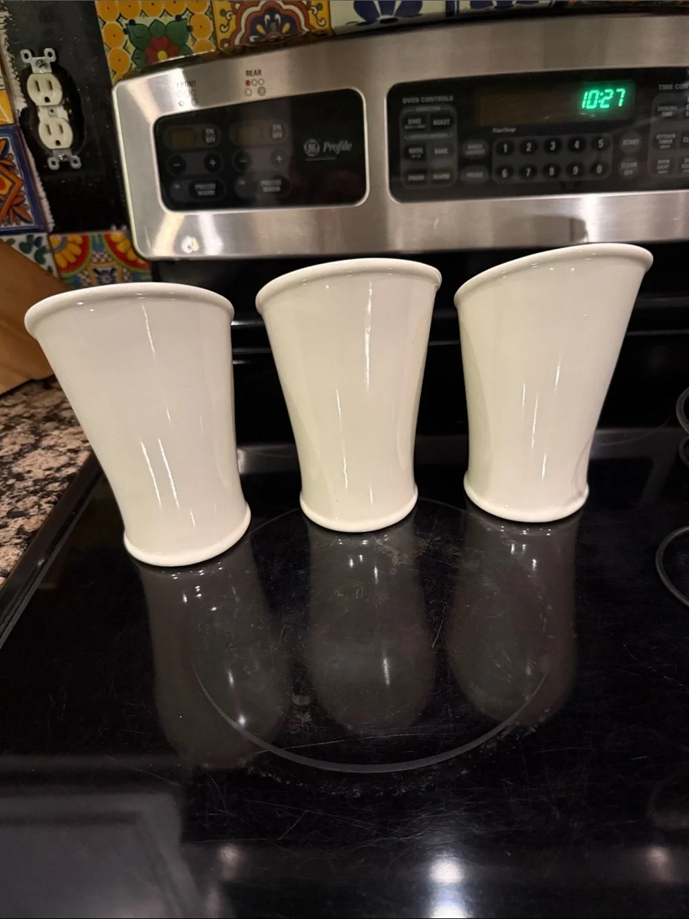 Hobby Lobby White Ceramic Rooster Utensil Holders Set